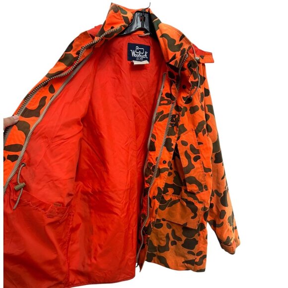 Vintage Woolrich Blaze Orange Camo Camouflage Hunting Jacket Coat Medium M - Picture 9 of 10